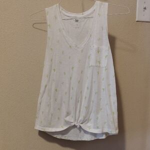 SO White Tank Top with Green Accents